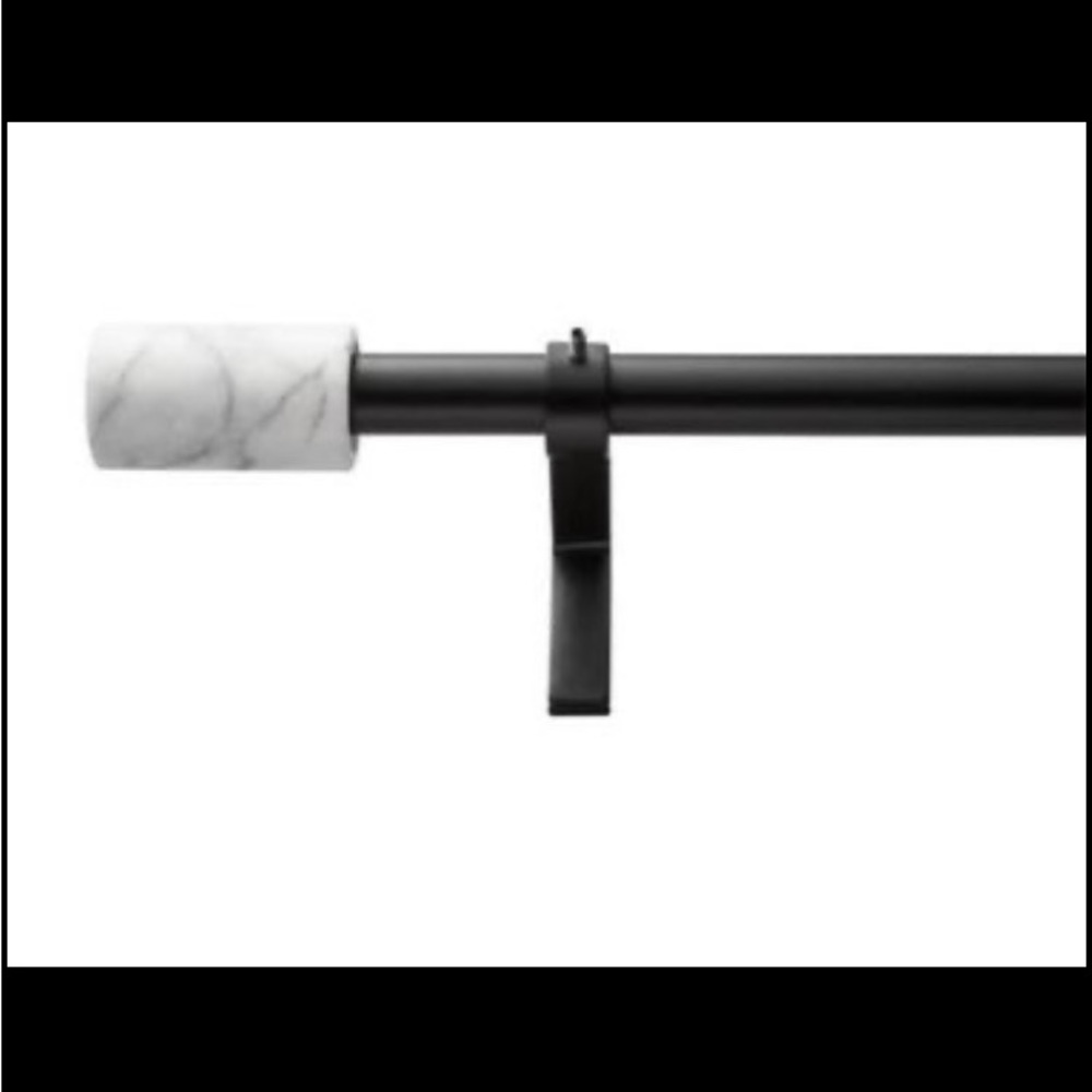 CB2 Matte Black With Marble Finial Curtain Rod